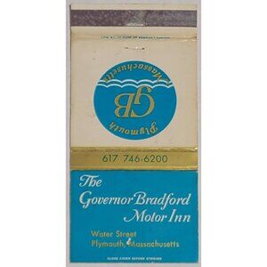 Vintage Matchbook Cover Governor Bradford Motor Inn Plymouth MA Massachusetts